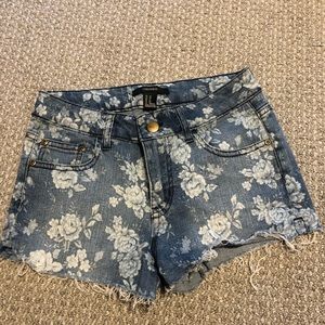 Floral jean shorts